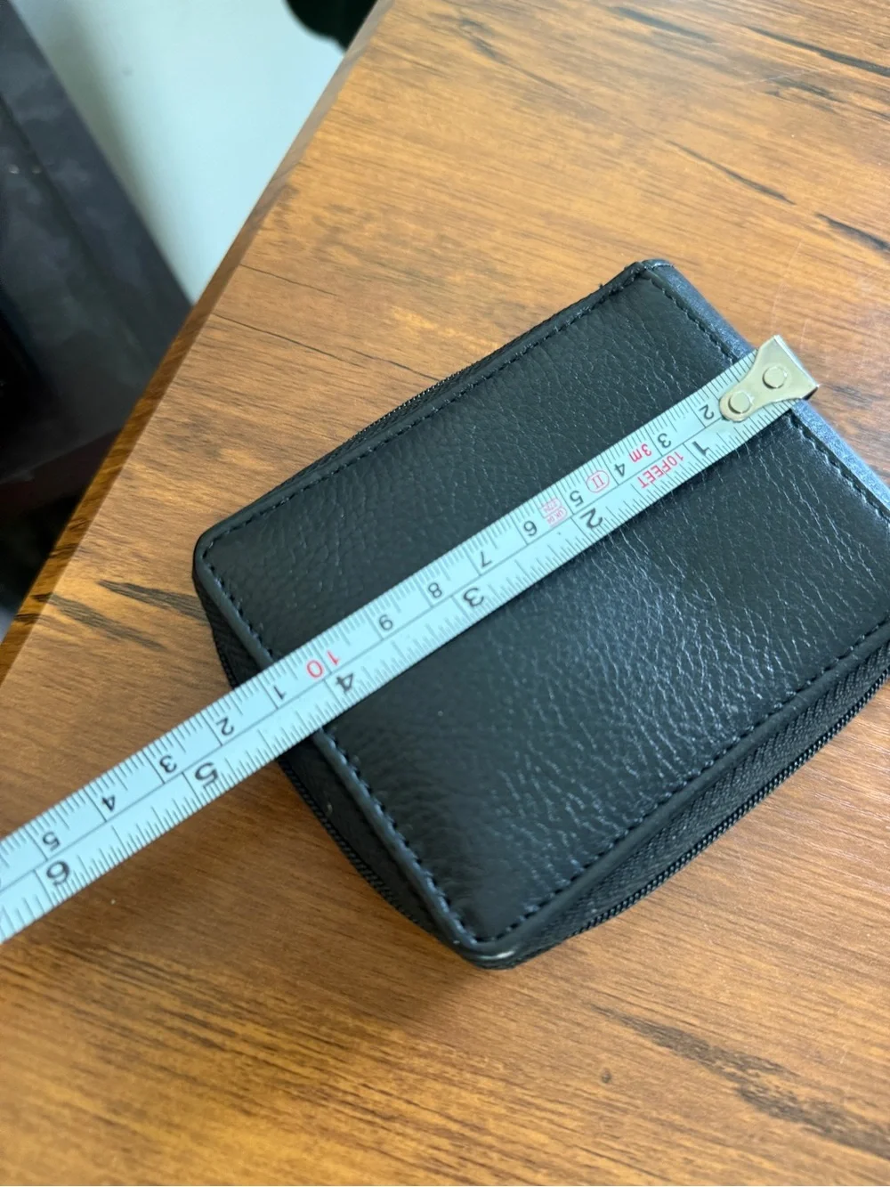 Black Leather Trifold Wallet with ID Window leather